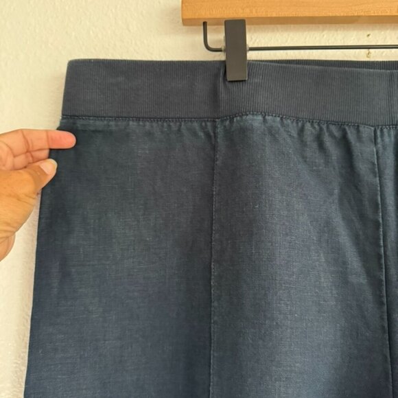 Love Linen J. Jill Navy Blue Wide Leg Linen Pull On Pants Women's Size XL Tall - Picture 2 of 11